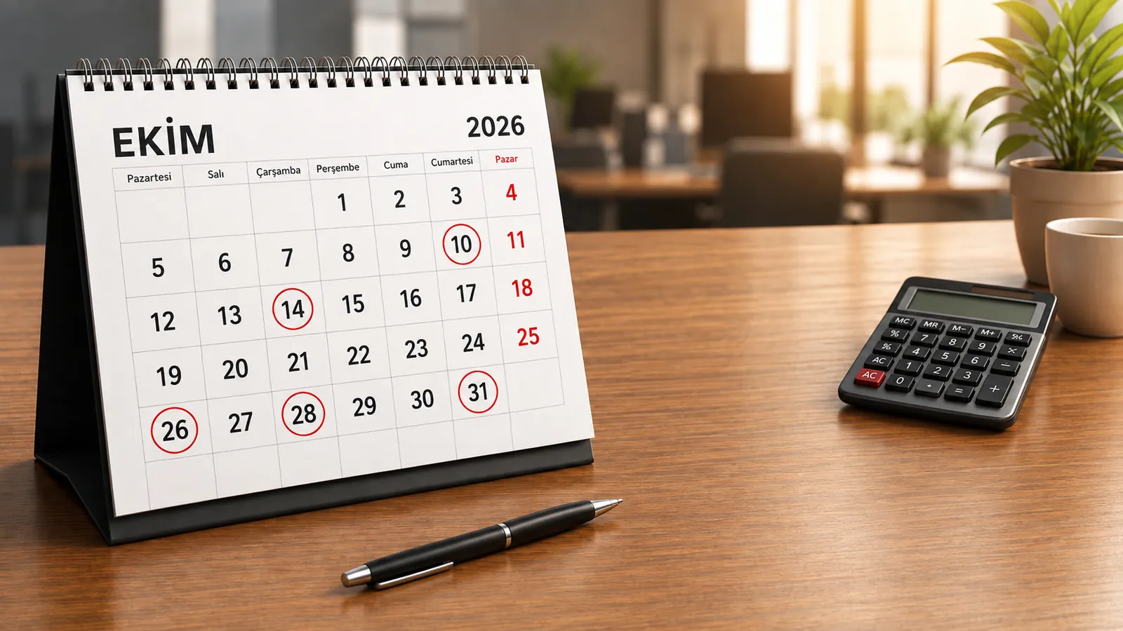 Ekim 2026 Vergi Takvimi ve Beyanname Son Günleri